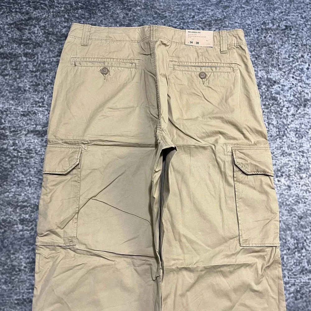 NWT J. Crew Cargo Pants Relaxed Fit Mens 34x30 Tan Ripstop Utility